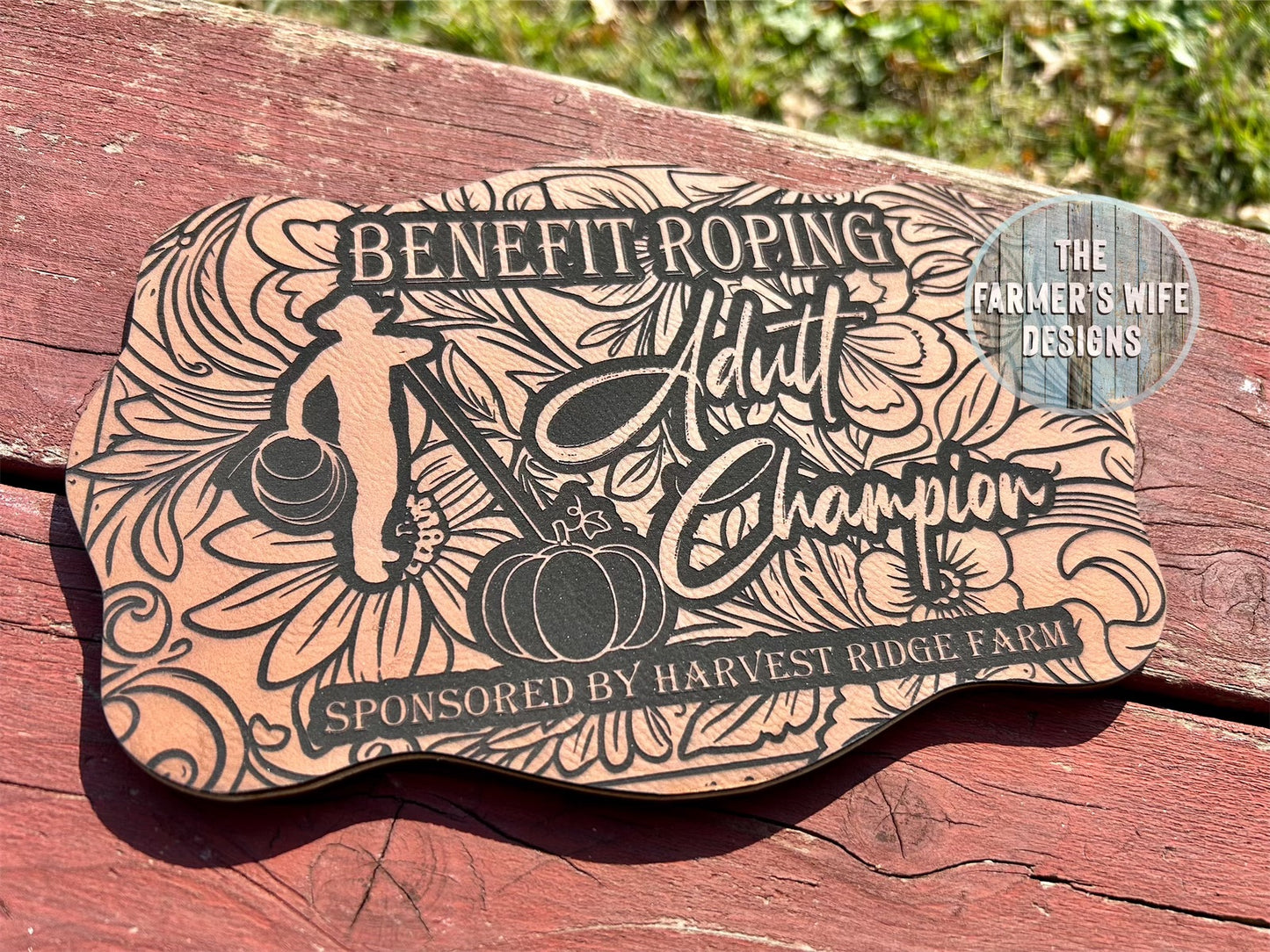 Engraved Faux Leather Buckle Plaque