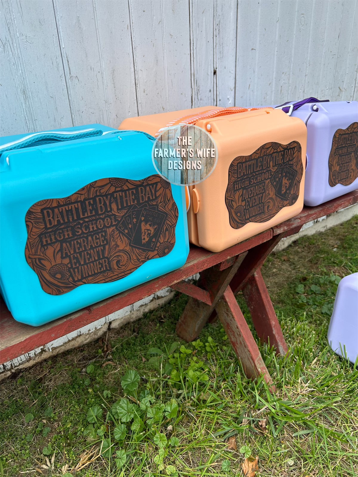 Engraved Faux Leather Cooler Topper
