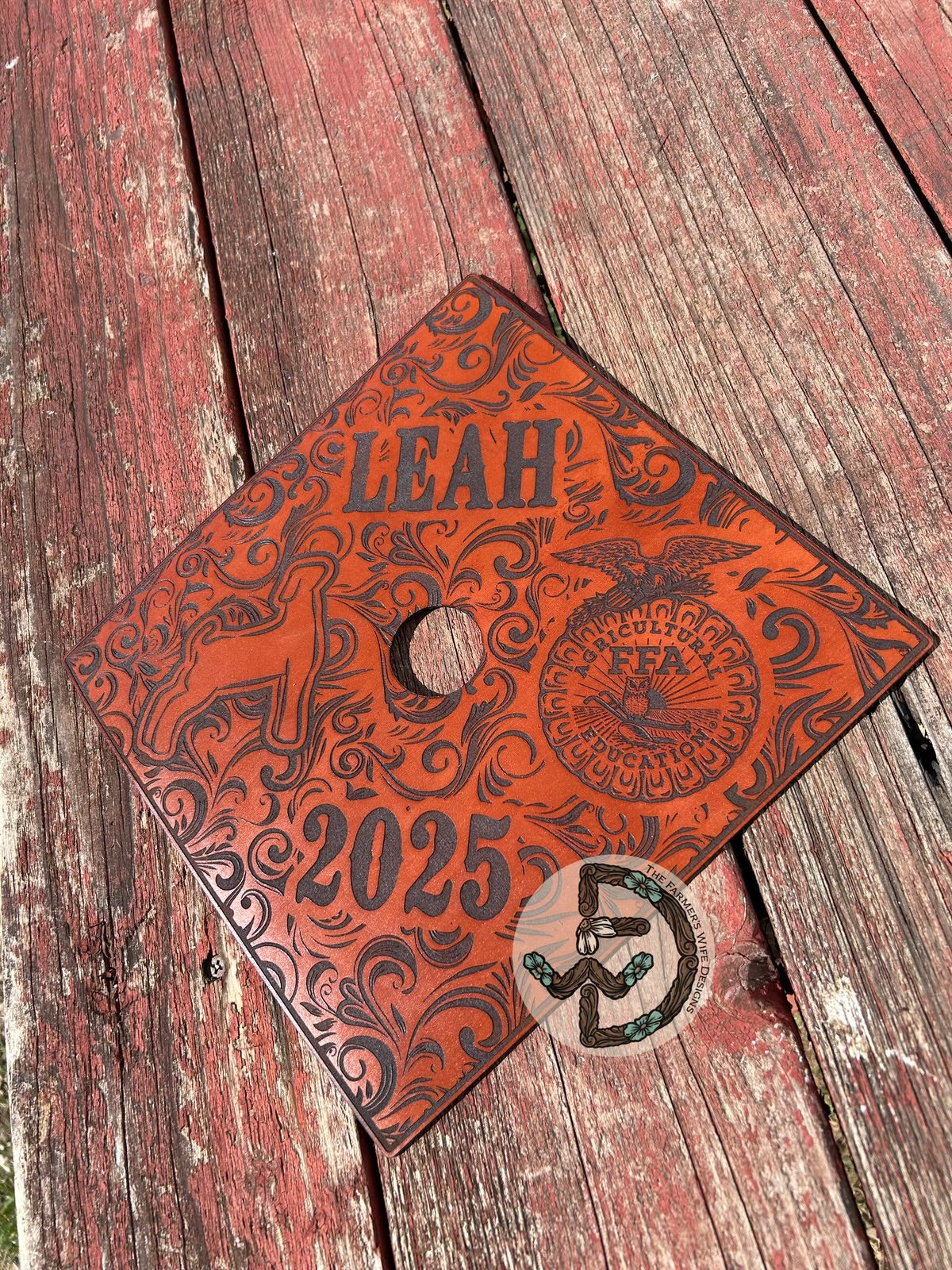 Leather Graduation Cap Cover - Main Image