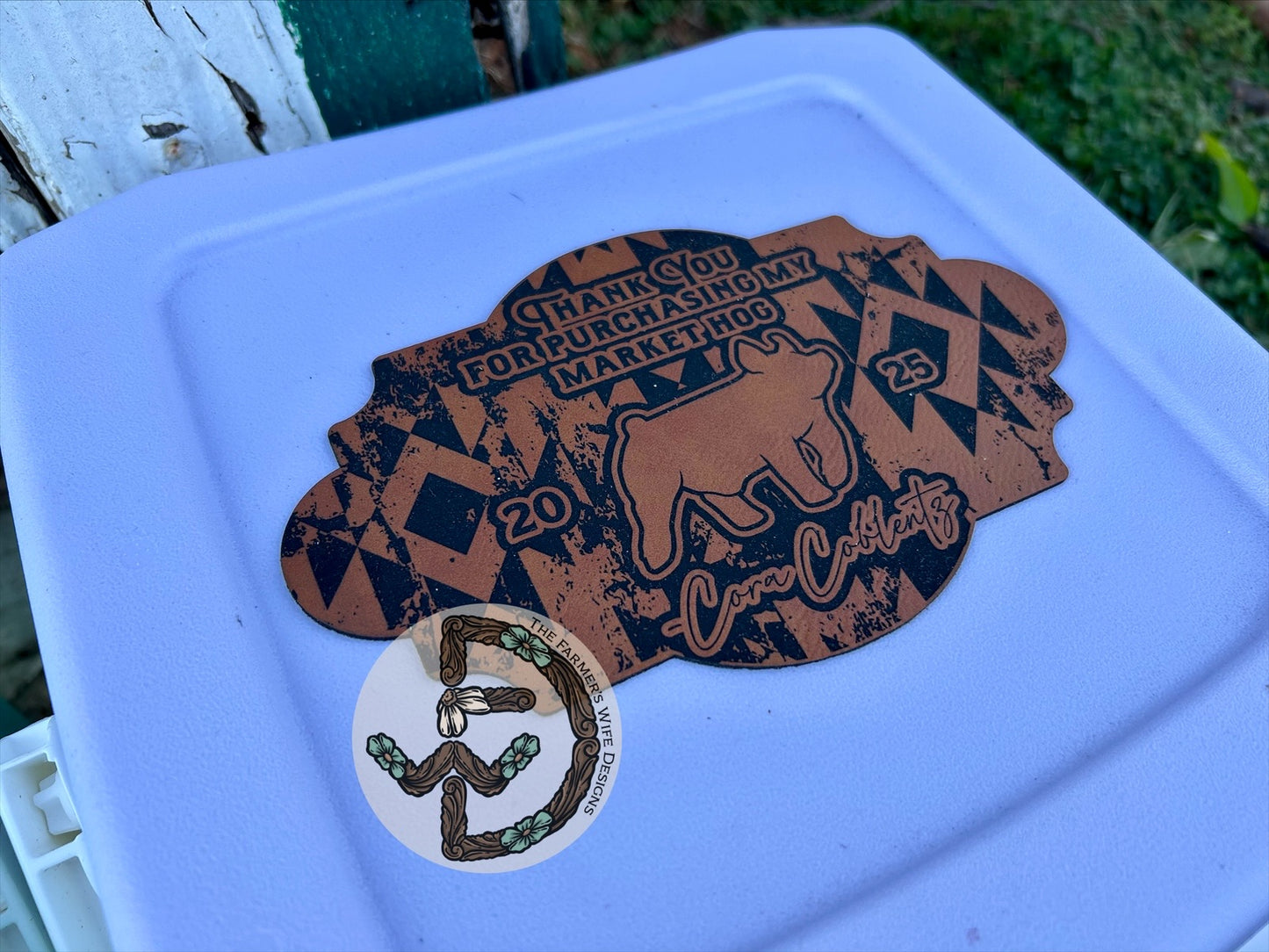 Engraved Faux Leather Cooler Topper