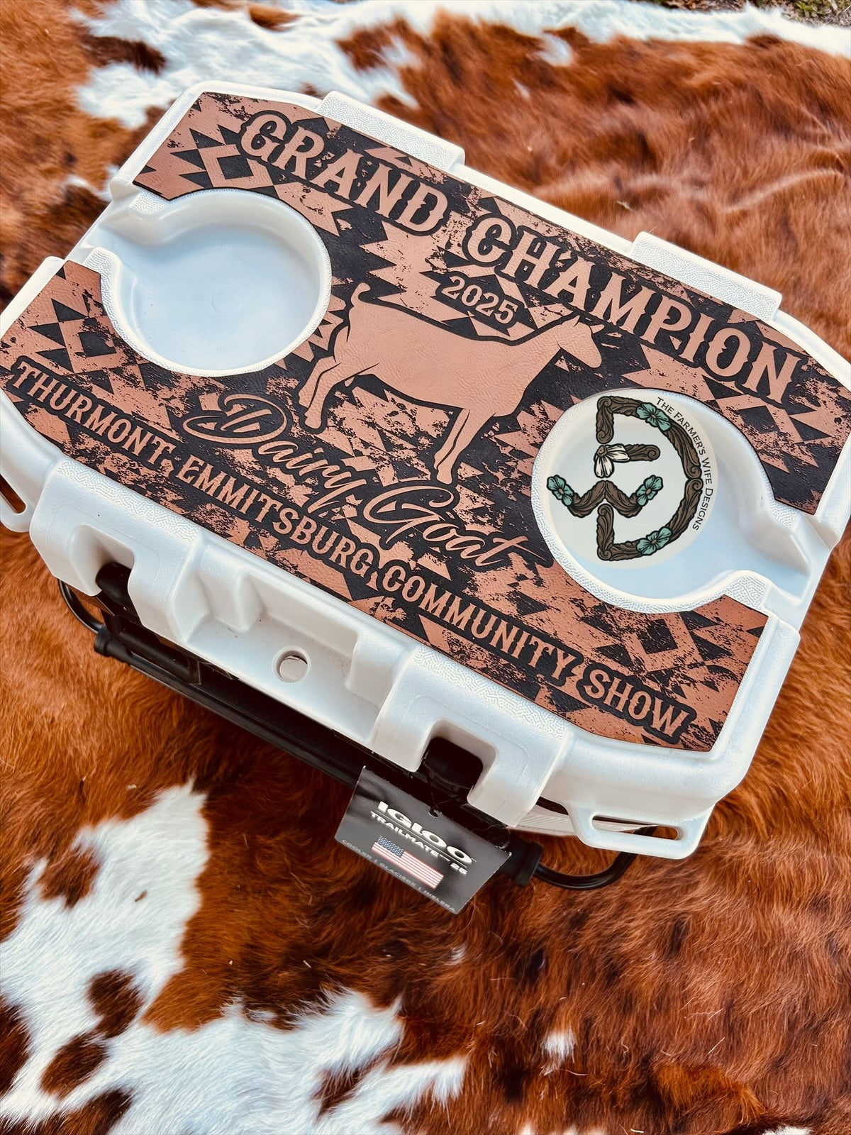 Engraved Faux Leather Cooler Topper