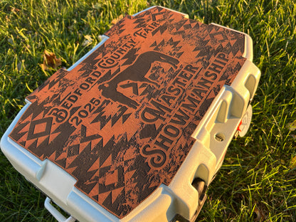Engraved Faux Leather Cooler Topper
