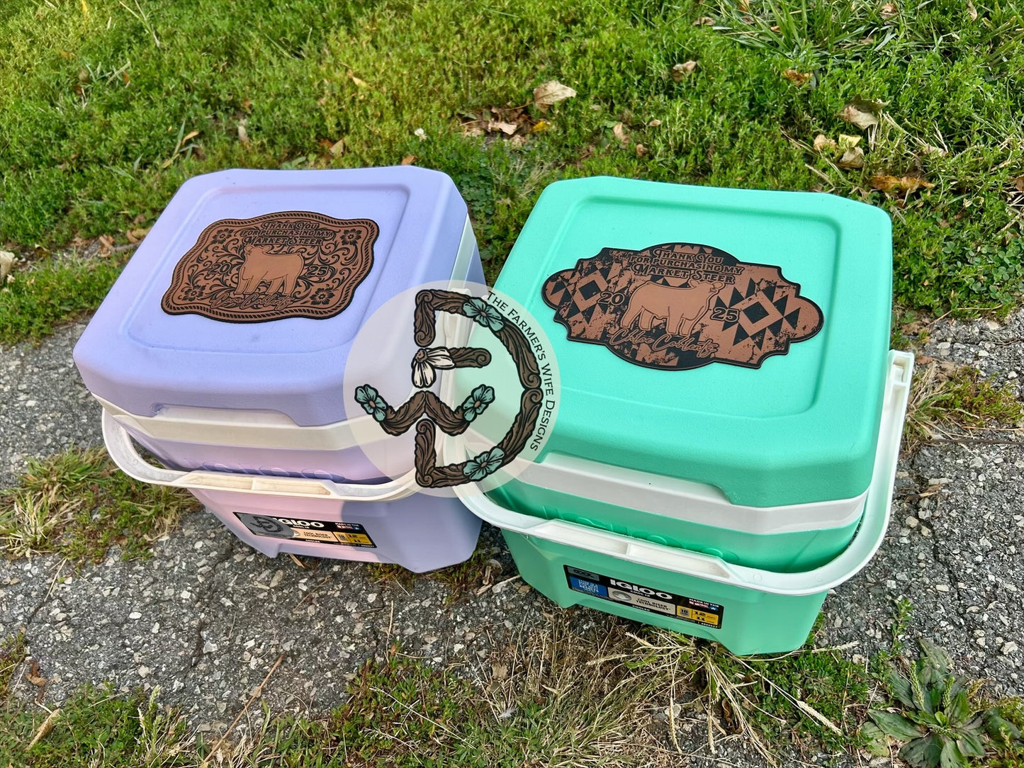 Engraved Faux Leather Cooler Topper