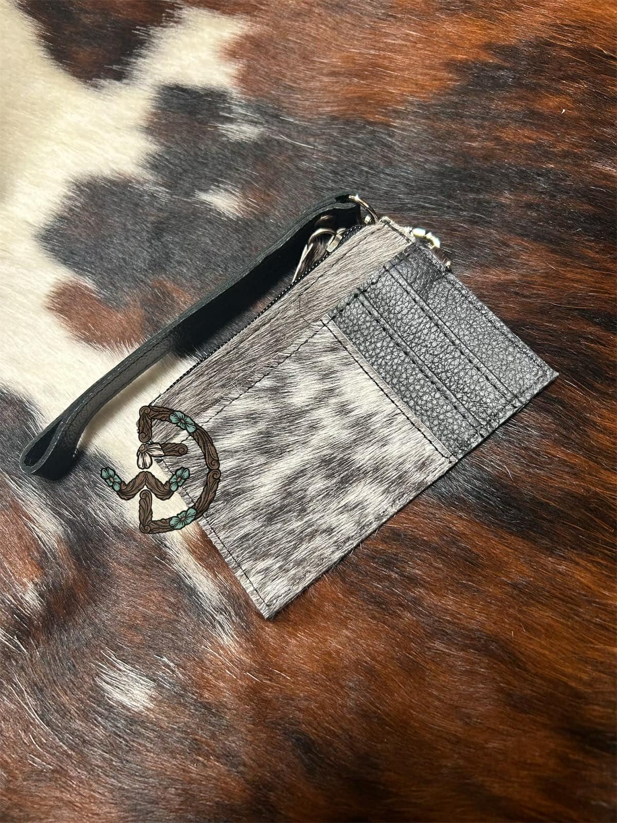 Engraved Cowhide Wristlet