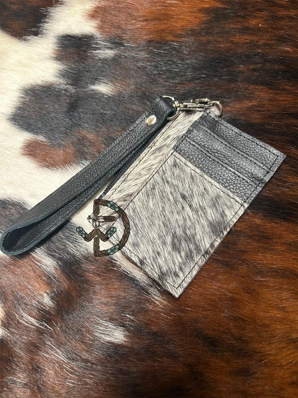 Engraved Cowhide Wristlet