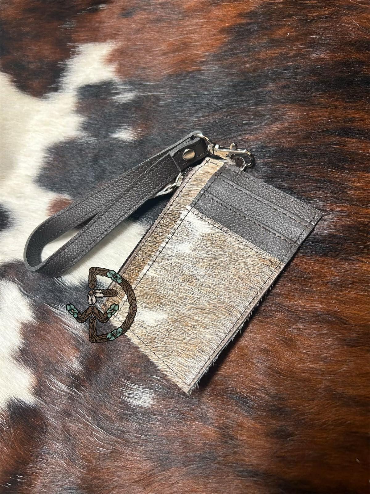 Engraved Cowhide Wristlet