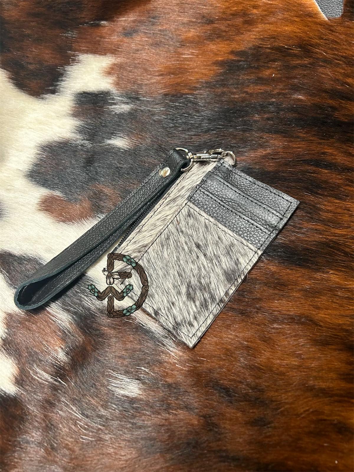 Engraved Cowhide Wristlet