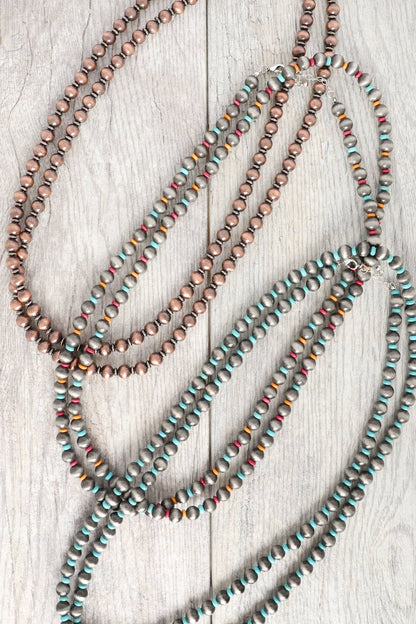 Western Metallic Bead Wrap Necklace