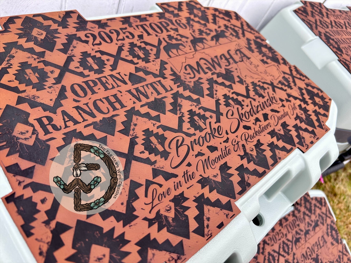 Engraved Faux Leather Cooler Topper