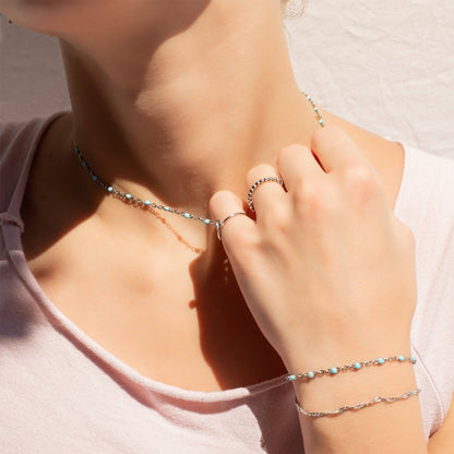 18K Gold Stainless Steel Turquoise Chain Necklace