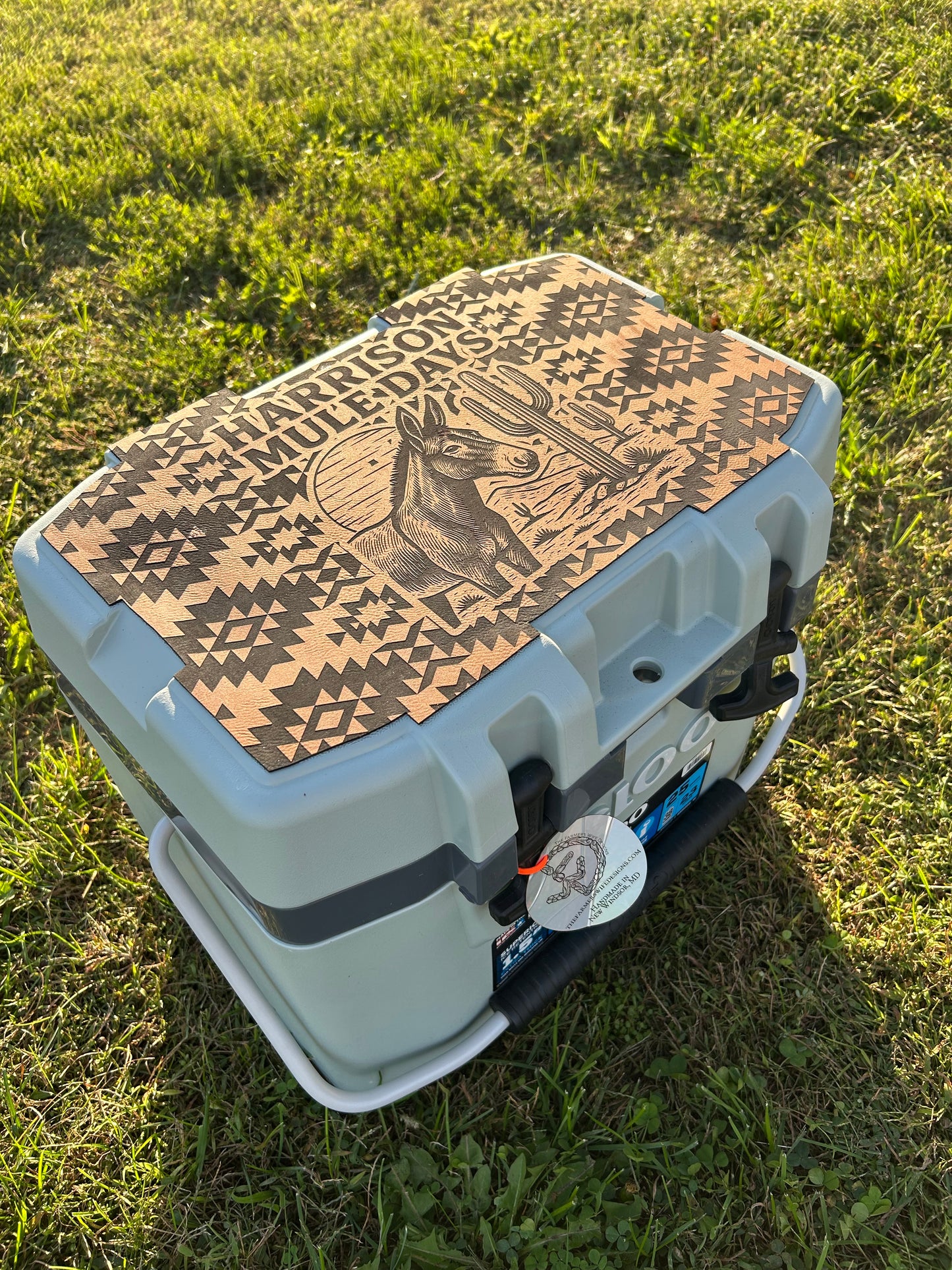 Engraved Faux Leather Cooler Topper