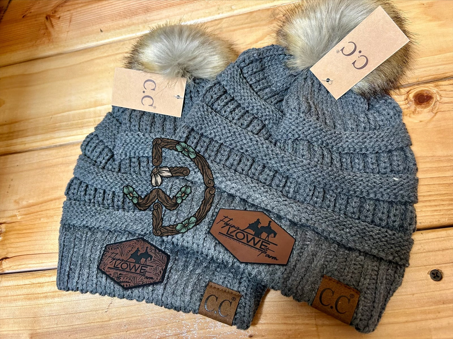 Mixed Soft Yarn Natural Pom CC Beanies