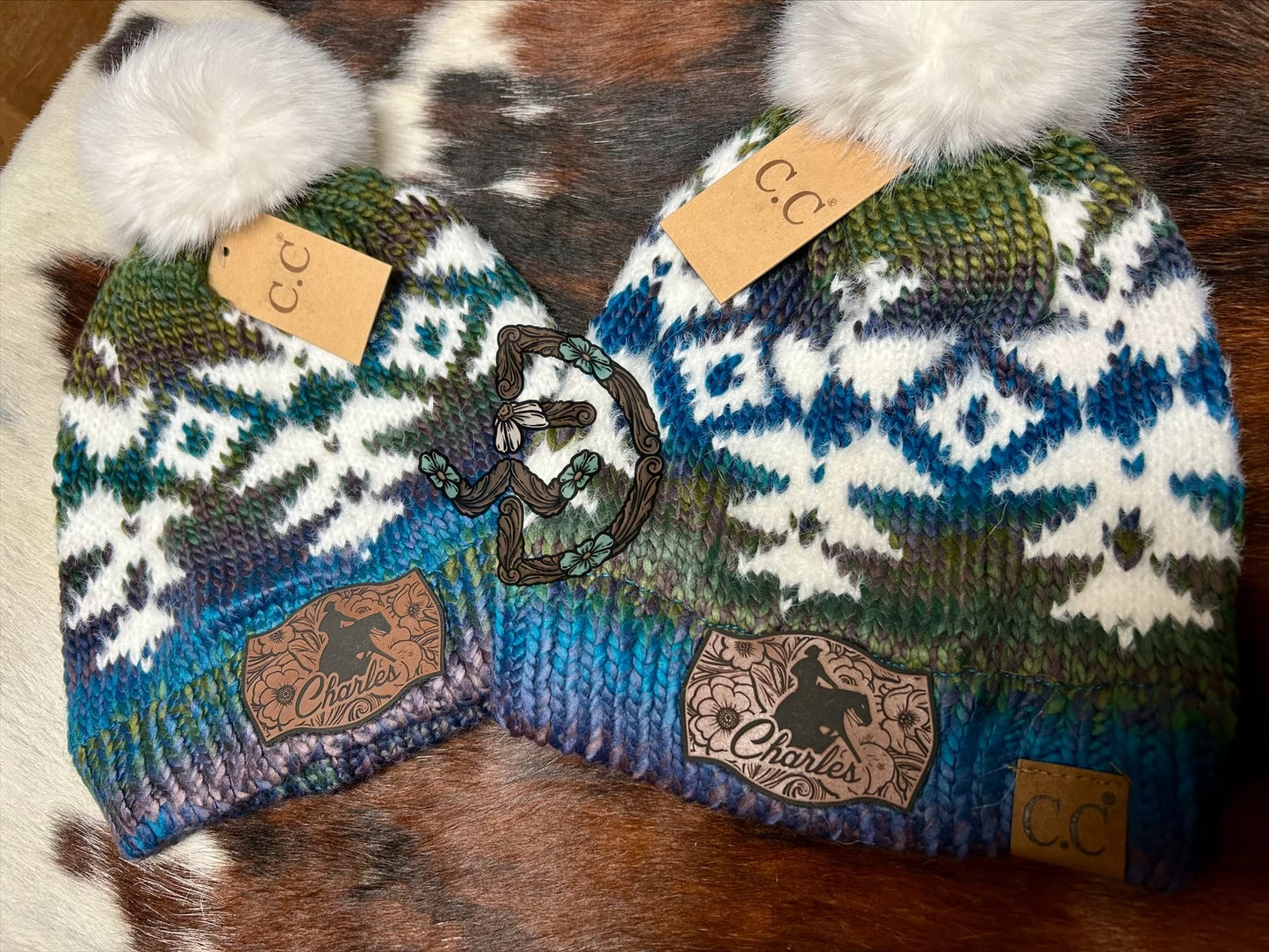 Ombre Aztec Fur Pom Beanie