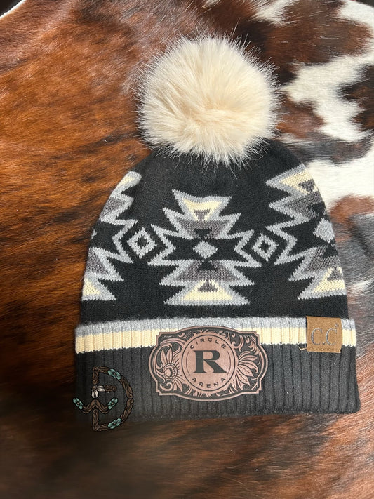 Aztec Fur Pom Beanie
