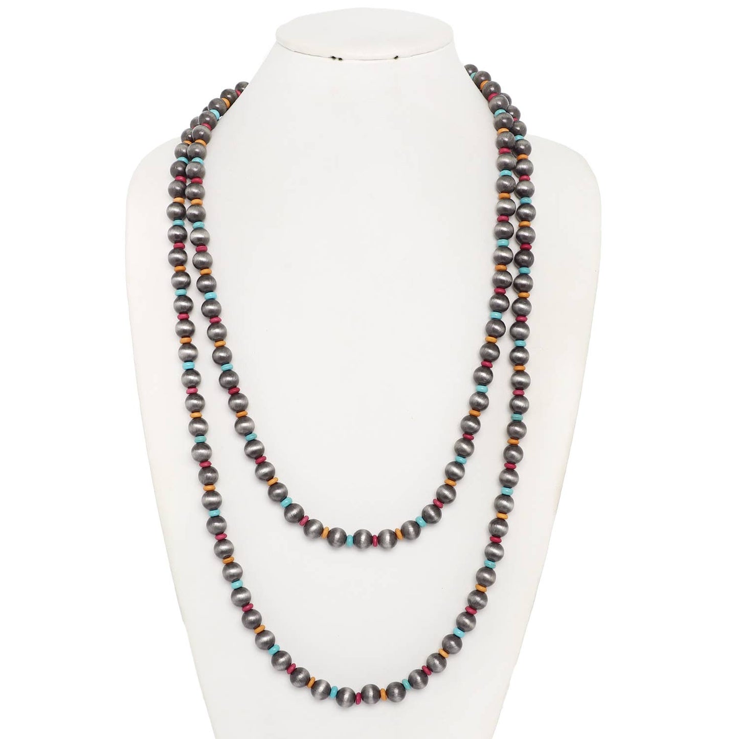 Western Metallic Bead Wrap Necklace