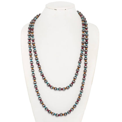 Western Metallic Bead Wrap Necklace