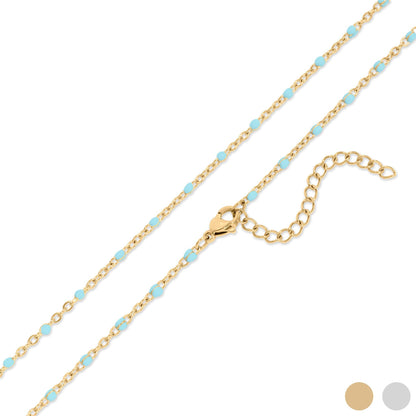 18K Gold Stainless Steel Turquoise Chain Necklace