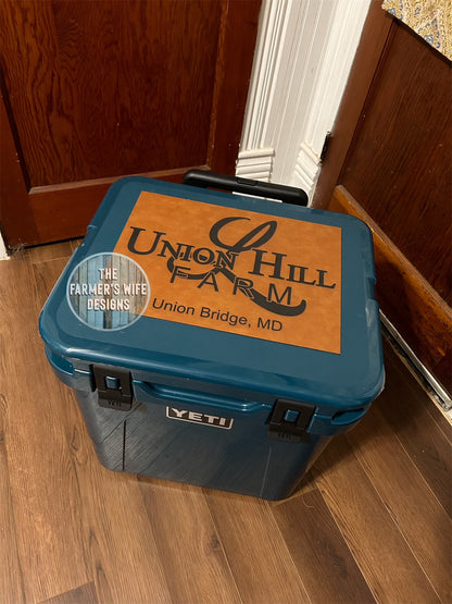 Engraved Faux Leather Cooler Topper