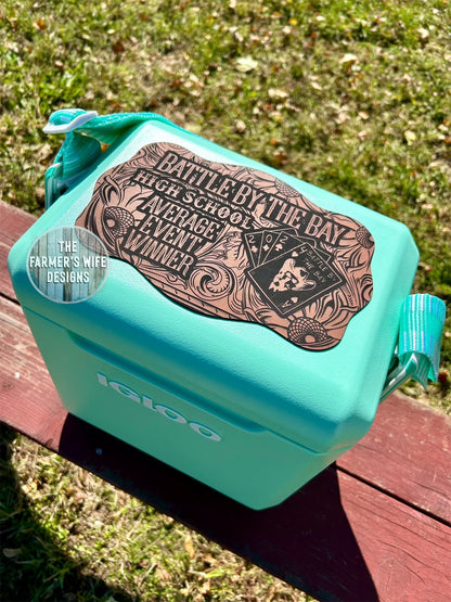 Engraved Faux Leather Cooler Topper