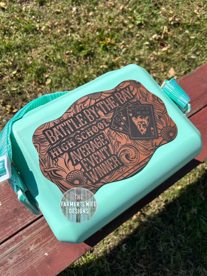 Engraved Faux Leather Cooler Topper