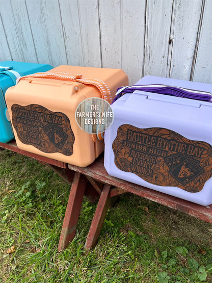 Engraved Faux Leather Cooler Topper