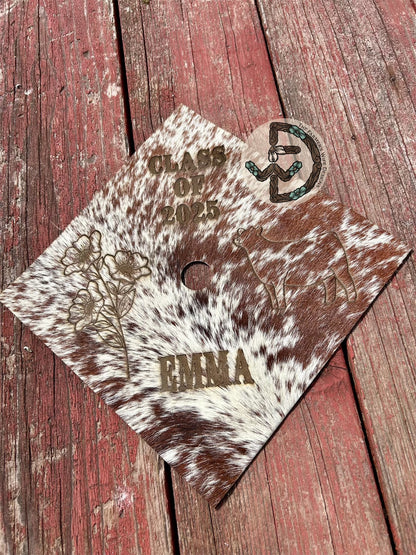 Cowhide Graduation Cap Cover