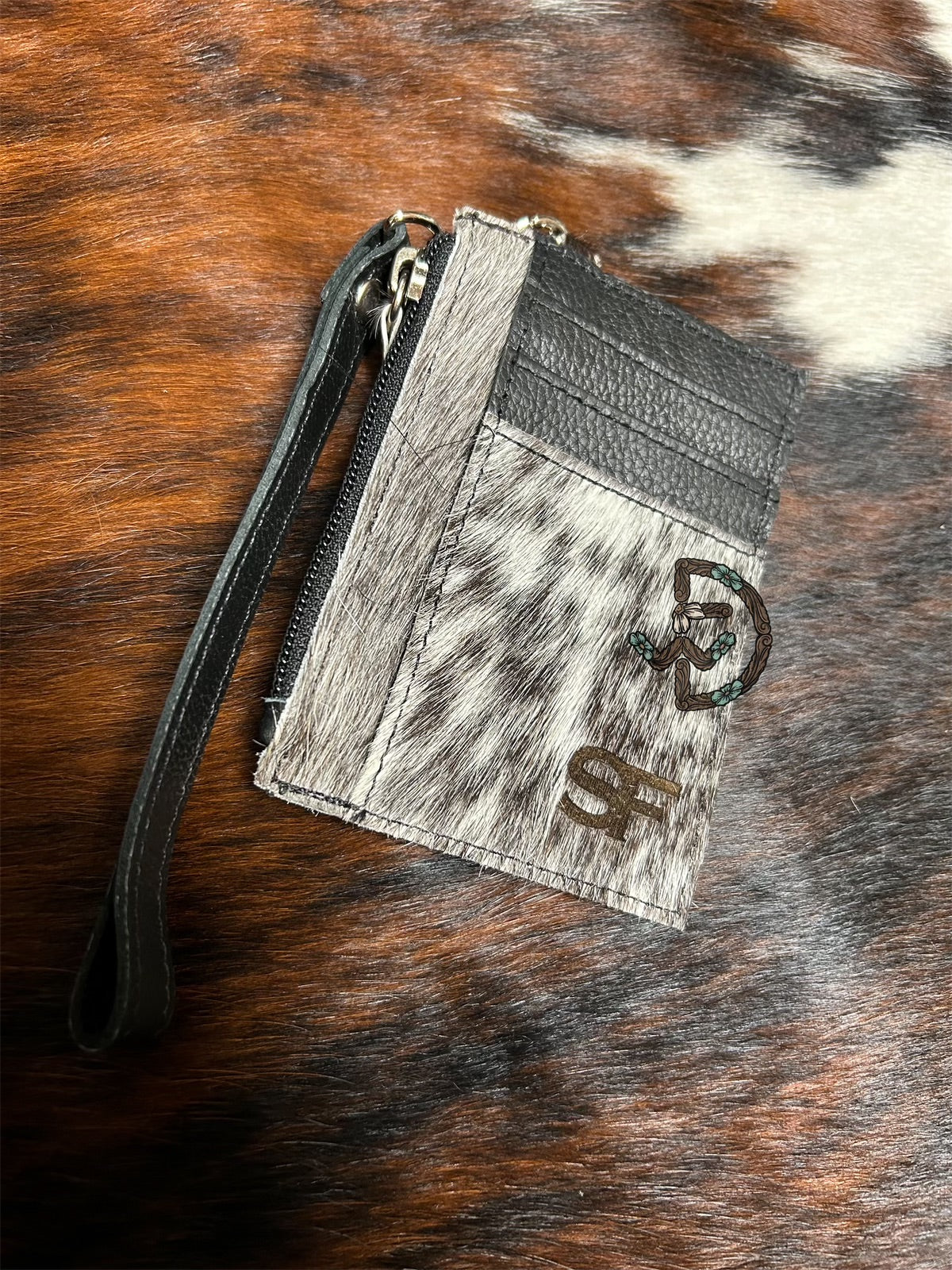 Engraved Cowhide Wristlet