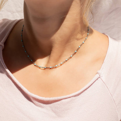 18K Gold Stainless Steel Turquoise Chain Necklace