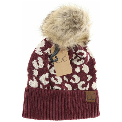 Leopard Pom Beanie